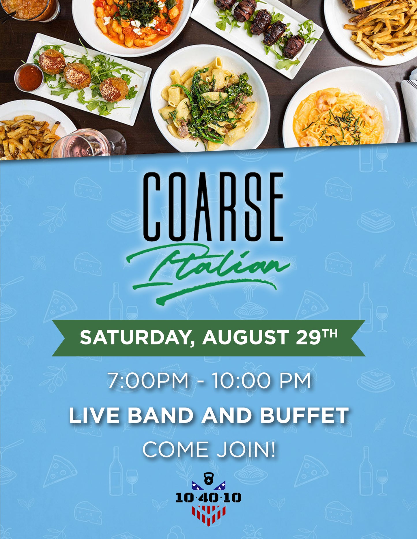 CHILD Coarse Italian Dinner: August 29th