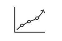 upward graph icon in black
